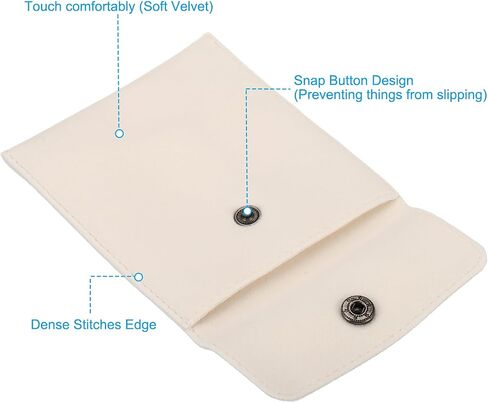 PATIKIL 7x7cm Jewelry Pouches with Snap Button, 6 Pack Velvet Jewelry Pouches Portable Soft Storage for Necklace Bracelet Earring Watch Rings Brooch, Beige in Kuwait