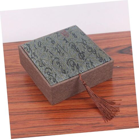 TEHAUX Gift Boxes with Lids, 2pcs Linen Gift Box Square Vintage Jewelry Display Storage Organizer Feng Shui Earring Bracelet Necklace Trinket Case with Tassel for Gifts Jewelry in Saudi Arabia