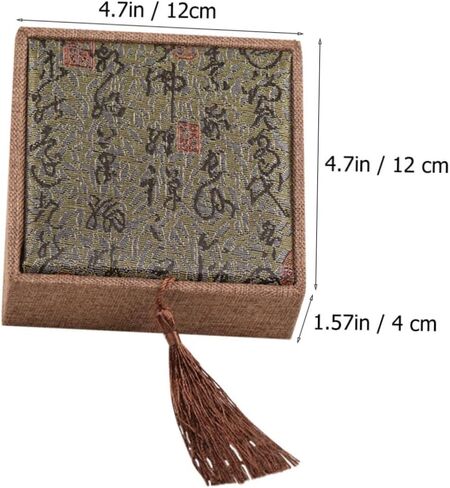 TEHAUX Gift Boxes with Lids, 2pcs Linen Gift Box Square Vintage Jewelry Display Storage Organizer Feng Shui Earring Bracelet Necklace Trinket Case with Tassel for Gifts Jewelry in Saudi Arabia