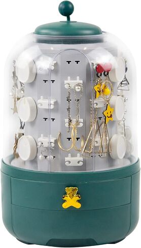 Realife 3-in-1 Jewelry Organizer 360° Display Earring Organizer for Mother's Day Girls Valentine Gift, Jewelry Box Built-in 5-Layer Rotatable Jewelry Organizer Box Storage, 2 Drawers for Necklace Ring in Kuwait