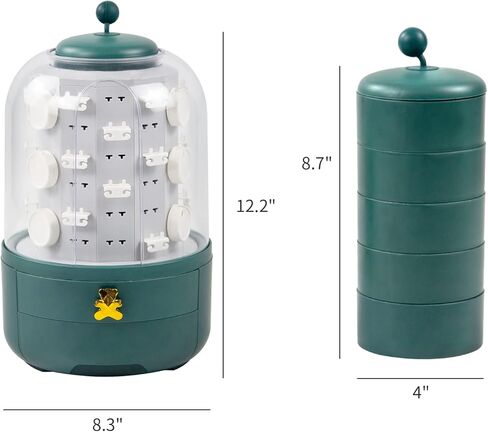 Realife 3-in-1 Jewelry Organizer 360° Display Earring Organizer for Mother's Day Girls Valentine Gift, Jewelry Box Built-in 5-Layer Rotatable Jewelry Organizer Box Storage, 2 Drawers for Necklace Ring in Kuwait