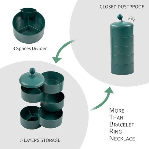 Realife 3-in-1 Jewelry Organizer 360° Display Earring Organizer for Mother's Day Girls Valentine Gift, Jewelry Box Built-in 5-Layer Rotatable Jewelry Organizer Box Storage, 2 Drawers for Necklace Ring in Kuwait