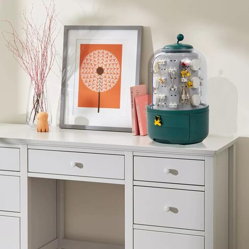 Realife 3-in-1 Jewelry Organizer 360° Display Earring Organizer for Mother's Day Girls Valentine Gift, Jewelry Box Built-in 5-Layer Rotatable Jewelry Organizer Box Storage, 2 Drawers for Necklace Ring in Kuwait