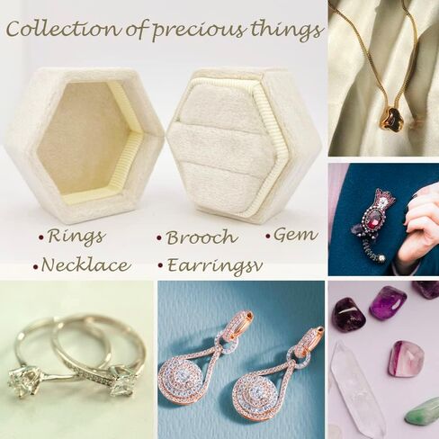 صندوق خاتم مخملي سداسي من HZMM بفتحتين، صندوق حلقي لحفلات الزفاف، مع غطاء قابل للفصل، صندوق حلقي سداسي بفتحات مزدوجة لحفلات الزفاف، علبة حلقية لحفلات الزفاف، صور مقترحة للخطوبة، وردي in Kuwait