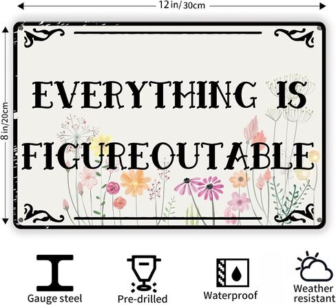 Arpilul Inspirational metal tin sign-Everything is Figureoutable Sign, Inspirational Work Sign for Office Home Room Wall Art Decor(TP-2403,8x12inch) in Saudi Arabia