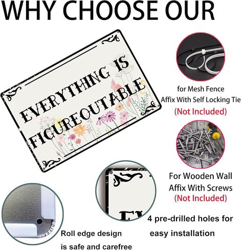 Arpilul Inspirational metal tin sign-Everything is Figureoutable Sign, Inspirational Work Sign for Office Home Room Wall Art Decor(TP-2403,8x12inch) in Saudi Arabia