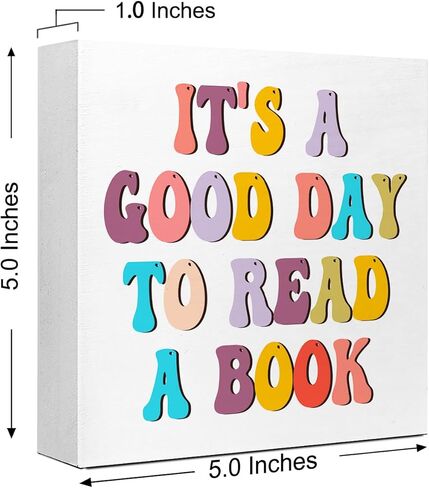 ديكور مكتب عاشق الكتب، إنه يوم جيد لقراءة كتاب كتلة خشبية لافتة مكتب ديكور للمنزل غرفة النوم مكتب ديكور غرفة القراءة، ديكور مكتب القراءة، هدية عاشق الكتاب للأطفال in Saudi Arabia