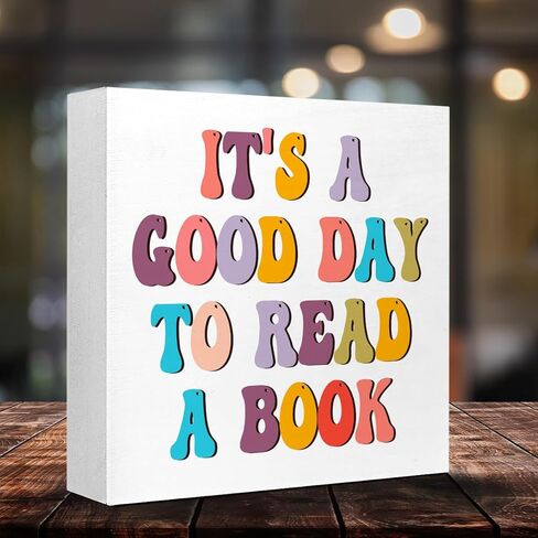 ديكور مكتب عاشق الكتب، إنه يوم جيد لقراءة كتاب كتلة خشبية لافتة مكتب ديكور للمنزل غرفة النوم مكتب ديكور غرفة القراءة، ديكور مكتب القراءة، هدية عاشق الكتاب للأطفال in Saudi Arabia