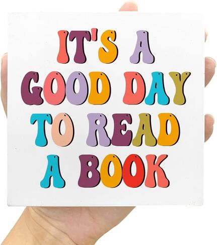 ديكور مكتب عاشق الكتب، إنه يوم جيد لقراءة كتاب كتلة خشبية لافتة مكتب ديكور للمنزل غرفة النوم مكتب ديكور غرفة القراءة، ديكور مكتب القراءة، هدية عاشق الكتاب للأطفال in Saudi Arabia
