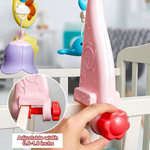 Baby Crib Mobile Toy with Music and Lights, Hanging Rotating Animal Rattles, Toy Gifts for Baby Newborn in Kuwait