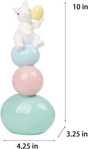 زينة عيد الفصح - تماثيل أرنب الربيع - تماثيل أرنب - قطعة مركزية للطاولة - أرنب لطيف مع شكل ذيل LED منحوتات أرنب بيضاء لديكور المزرعة المنزلية 5 × 6.75 × 10.25 بوصة استوديو نيومان هاوس in Kuwait