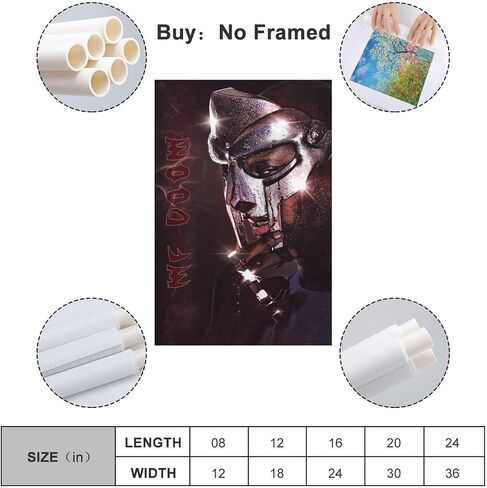 MF DOOM Poster Hip-hop Rapper Poster Art Canvas for Bedroom Decor 12x18inch(30x45cm) Style-5 in Saudi Arabia