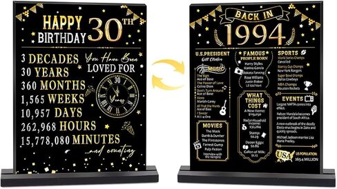 55th Birthday Party Decoration, Black Gold Back in 1969 Table Sign with Base Plate, 55 Year Old Birthday Party Supplies, Vintage 1969 Display Holder Table Decorations for Men Women in Kuwait