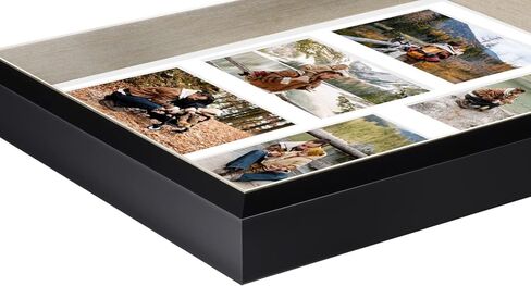 Space Art Deco, 11x14 Collage Picture Frame with 5 Opening Mat for 4x6 Photos Displays or 11x14 Poster Frame Without Mat, Shatter Resistant Glass Wall Mounting(Silver/Black, 1-Pack) in Saudi Arabia