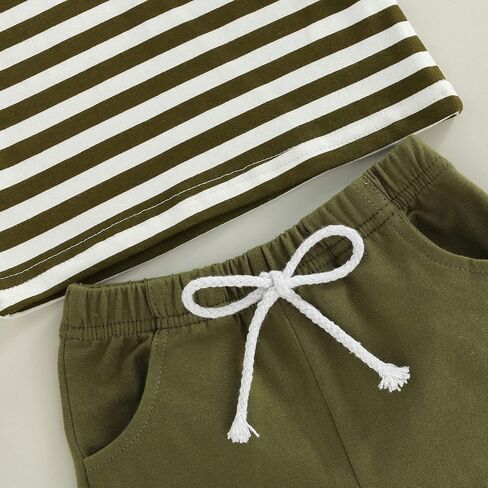 Toddler Baby Boys Clothes Summer Outfit Striped Print Sleeveless Vest Tops Drawstring Shorts Set in Saudi Arabia