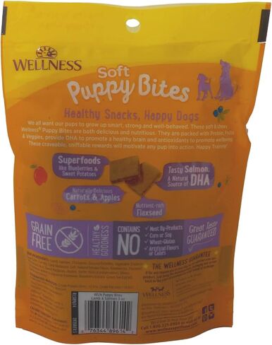مكافآت تدريب الكلاب من Wellness Puppy Bites بنكهتين متنوعتين - (1) لكل منهما: سمك السلمون الضأن الناعم، وجزر الدجاج المقرمش (3-6 أونصة) - بالإضافة إلى لعبة الحبل وحزمة كتيب حقائق الحيوانات الممتعة in Kuwait