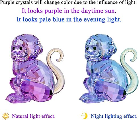 DOJOZ Crystal Little Monkey Animals Lovely Craft Decorations for Home Ornaments Christmas Collectible Birthday Gifts Figurines (Blue) in Saudi Arabia
