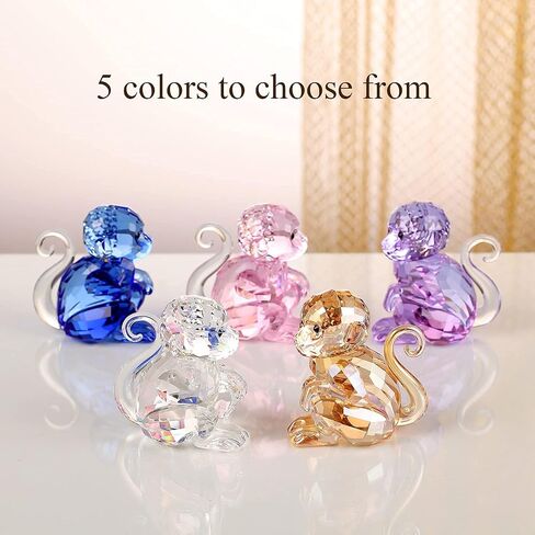 DOJOZ Crystal Little Monkey Animals Lovely Craft Decorations for Home Ornaments Christmas Collectible Birthday Gifts Figurines (Blue) in Saudi Arabia