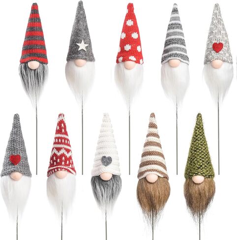 funoasis 10pcs داخلي زهرة صغيرة حصص السرير الزخرفية، زهرة وعاء التماثيل الزخرفية أفخم عيد الميلاد جنوم علامات عطلة حزب طاولة الطعام رف المطبخ ديكور الخبز in Kuwait