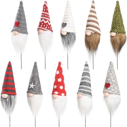 funoasis 10pcs داخلي زهرة صغيرة حصص السرير الزخرفية، زهرة وعاء التماثيل الزخرفية أفخم عيد الميلاد جنوم علامات عطلة حزب طاولة الطعام رف المطبخ ديكور الخبز in Kuwait