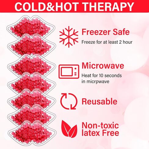 TrelaCo 60 قطعة من عبوات ثلج الشفاه السائبة من جل الثلج القابلة لإعادة الاستخدام Boo Boo Ice Packs كيس ثلج للإصابات على شكل الشفاه حزمة ثلج صغيرة ضغط بارد للصداع والعيون المتعبة وتورم الأسنان وتخفيف آلام الأسنان (وردي) in Saudi Arabia