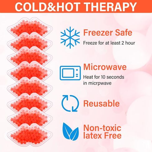 TrelaCo 60 قطعة من عبوات ثلج الشفاه السائبة من جل الثلج القابلة لإعادة الاستخدام Boo Boo Ice Packs كيس ثلج للإصابات على شكل الشفاه حزمة ثلج صغيرة ضغط بارد للصداع والعيون المتعبة وتورم الأسنان وتخفيف آلام الأسنان (وردي) in Saudi Arabia