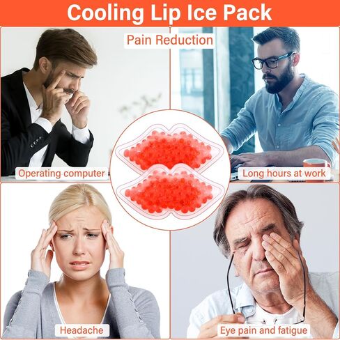 TrelaCo 60 قطعة من عبوات ثلج الشفاه السائبة من جل الثلج القابلة لإعادة الاستخدام Boo Boo Ice Packs كيس ثلج للإصابات على شكل الشفاه حزمة ثلج صغيرة ضغط بارد للصداع والعيون المتعبة وتورم الأسنان وتخفيف آلام الأسنان (وردي) in Saudi Arabia