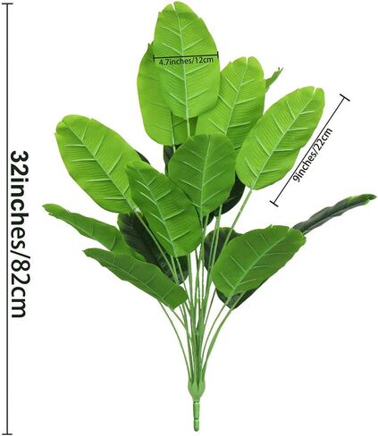 نباتات صناعية بطول 81.28 سم أوراق شجرة الموز المزيفة مع سيقان طائر الجنة الصناعي وشجرة النخيل المقلدة وأوراق السعفة الخضراء الاستوائية وزهور الغابة والشاطئ وحفلات المنزل والحديقة in Kuwait