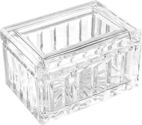 Barski Crystal Box- for Jewelry - Candy - Nuts - Trinkets - Glass Box - Vertical Lines Design - 5" Long - Made in Europe in Saudi Arabia