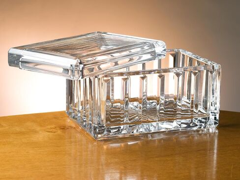 Barski Crystal Box- for Jewelry - Candy - Nuts - Trinkets - Glass Box - Vertical Lines Design - 5" Long - Made in Europe in Saudi Arabia