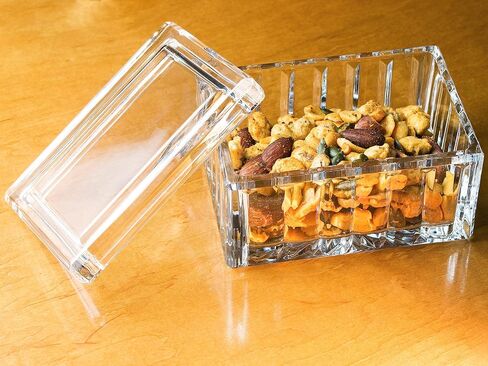 Barski Crystal Box- for Jewelry - Candy - Nuts - Trinkets - Glass Box - Vertical Lines Design - 5" Long - Made in Europe in Saudi Arabia
