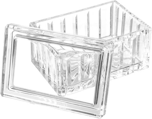 Barski Crystal Box- for Jewelry - Candy - Nuts - Trinkets - Glass Box - Vertical Lines Design - 5" Long - Made in Europe in Saudi Arabia