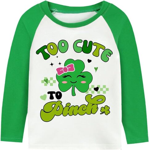 Toddler Girls St. Patrick's Day T-Shirt Raglan Long Sleeve Tees Irish Shamrock Lucky Unicorn Kids Girls Top 2-7 Years in Saudi Arabia