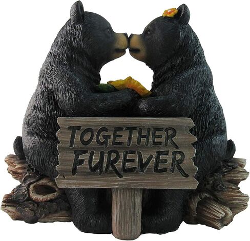 DWK "Honey Love Black Bear Couple Kissing with a Cute Sign Figurine | Love Decorations for Your Home Office and Home Decorations for Living Room | Bookshelf Decor and Home Decor Accent - 6" in Saudi Arabia