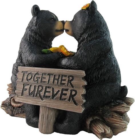 DWK "Honey Love Black Bear Couple Kissing with a Cute Sign Figurine | Love Decorations for Your Home Office and Home Decorations for Living Room | Bookshelf Decor and Home Decor Accent - 6" in Saudi Arabia