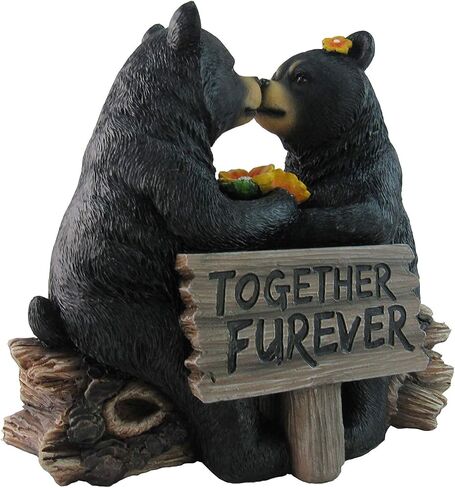 DWK "Honey Love Black Bear Couple Kissing with a Cute Sign Figurine | Love Decorations for Your Home Office and Home Decorations for Living Room | Bookshelf Decor and Home Decor Accent - 6" in Saudi Arabia