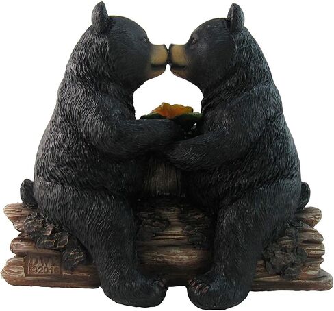 DWK "Honey Love Black Bear Couple Kissing with a Cute Sign Figurine | Love Decorations for Your Home Office and Home Decorations for Living Room | Bookshelf Decor and Home Decor Accent - 6" in Saudi Arabia