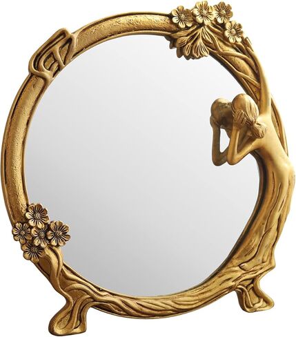 Gold Decorative Wall Mirror Tabletop Makeup Mirror- Art Wall Mirror for Living Room Entryway Hotel in Kuwait