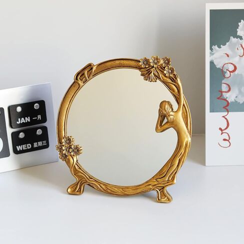 Gold Decorative Wall Mirror Tabletop Makeup Mirror- Art Wall Mirror for Living Room Entryway Hotel in Kuwait