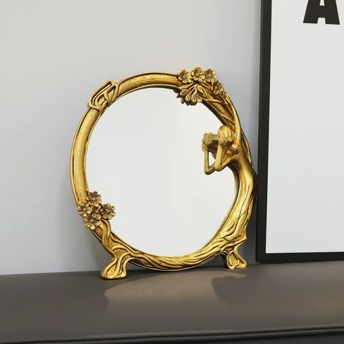 Gold Decorative Wall Mirror Tabletop Makeup Mirror- Art Wall Mirror for Living Room Entryway Hotel in Kuwait
