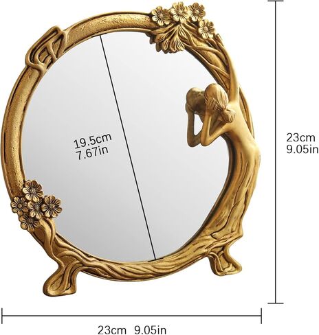 Gold Decorative Wall Mirror Tabletop Makeup Mirror- Art Wall Mirror for Living Room Entryway Hotel in Kuwait