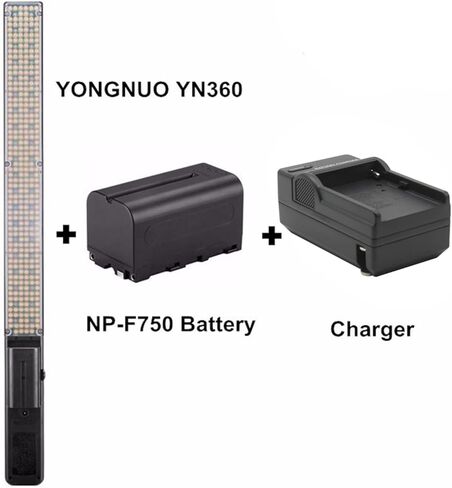 YONGNUO YN360 مصباح فيديو LED محمول 3200K-5500K RBG ملون احترافي للصور LED عصا 15.5 بوصة مع شاحن وبطارية ليثيوم أيون NP-F750 + قطعة قماش من الألياف الدقيقة in Kuwait