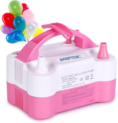 AGPtEK Electric Air Balloon Pump with Built-in Tying Tool, 110V 600W Pink and White Portable Dual Nozzle Inflator/Blower for Party Decoration-with Tying Tool on Handle in Saudi Arabia