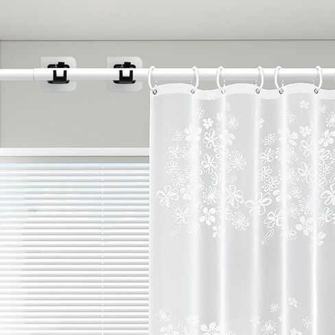 15Pcs No Drill Curtain Rod Brackets,Adhesive Curtain Rod Holder,2.36x2.36Inch Square ABS Wall Door Mounted Adjustable Strong Adhesive Curtain Rod Hook for Bathroom Kitchen Hotel in Kuwait