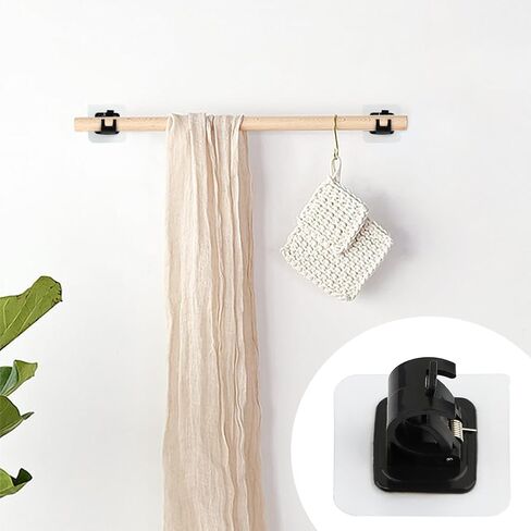 15Pcs No Drill Curtain Rod Brackets,Adhesive Curtain Rod Holder,2.36x2.36Inch Square ABS Wall Door Mounted Adjustable Strong Adhesive Curtain Rod Hook for Bathroom Kitchen Hotel in Kuwait