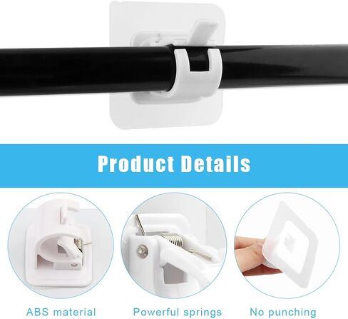 15Pcs No Drill Curtain Rod Brackets,Adhesive Curtain Rod Holder,2.36x2.36Inch Square ABS Wall Door Mounted Adjustable Strong Adhesive Curtain Rod Hook for Bathroom Kitchen Hotel in Kuwait