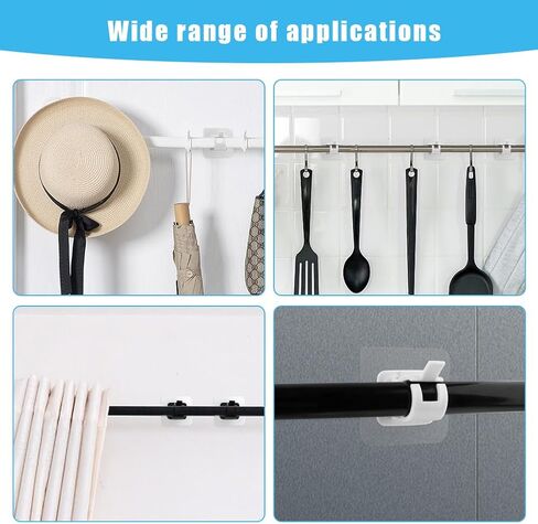 15Pcs No Drill Curtain Rod Brackets,Adhesive Curtain Rod Holder,2.36x2.36Inch Square ABS Wall Door Mounted Adjustable Strong Adhesive Curtain Rod Hook for Bathroom Kitchen Hotel in Kuwait