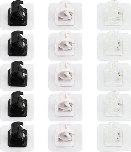 15Pcs No Drill Curtain Rod Brackets,Adhesive Curtain Rod Holder,2.36x2.36Inch Square ABS Wall Door Mounted Adjustable Strong Adhesive Curtain Rod Hook for Bathroom Kitchen Hotel in Kuwait