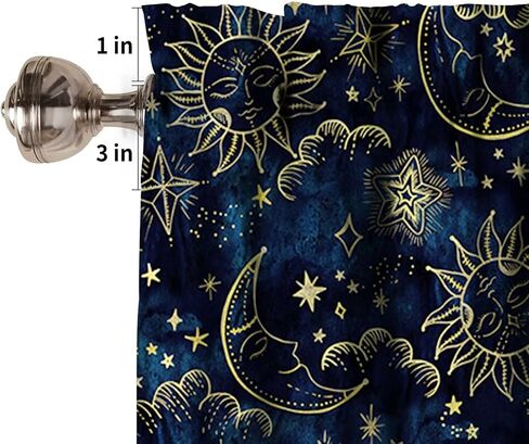 Moon Floral Valance Curtains for Kitchen Windows Wildflower Phase Garden Boho Spring Nature Bathroom Window Curtain Valance Rod Pocket for Bedroom Living Room, 54" X 18"-1 Panel in Saudi Arabia
