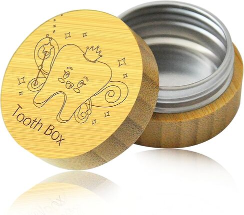 صندوق جنية الأسنان من AGTIAAI، مجموعة هدايا جنية الأسنان للأولاد والبنات، صندوق تذكار من الألومنيوم الخشبي للأسنان يخزن صناديق الأسنان للأسنان المفقودة للأطفال، بما في ذلك صندوق هدايا عملات جنية الأسنان، وحقيبة، وبطاقة in Kuwait